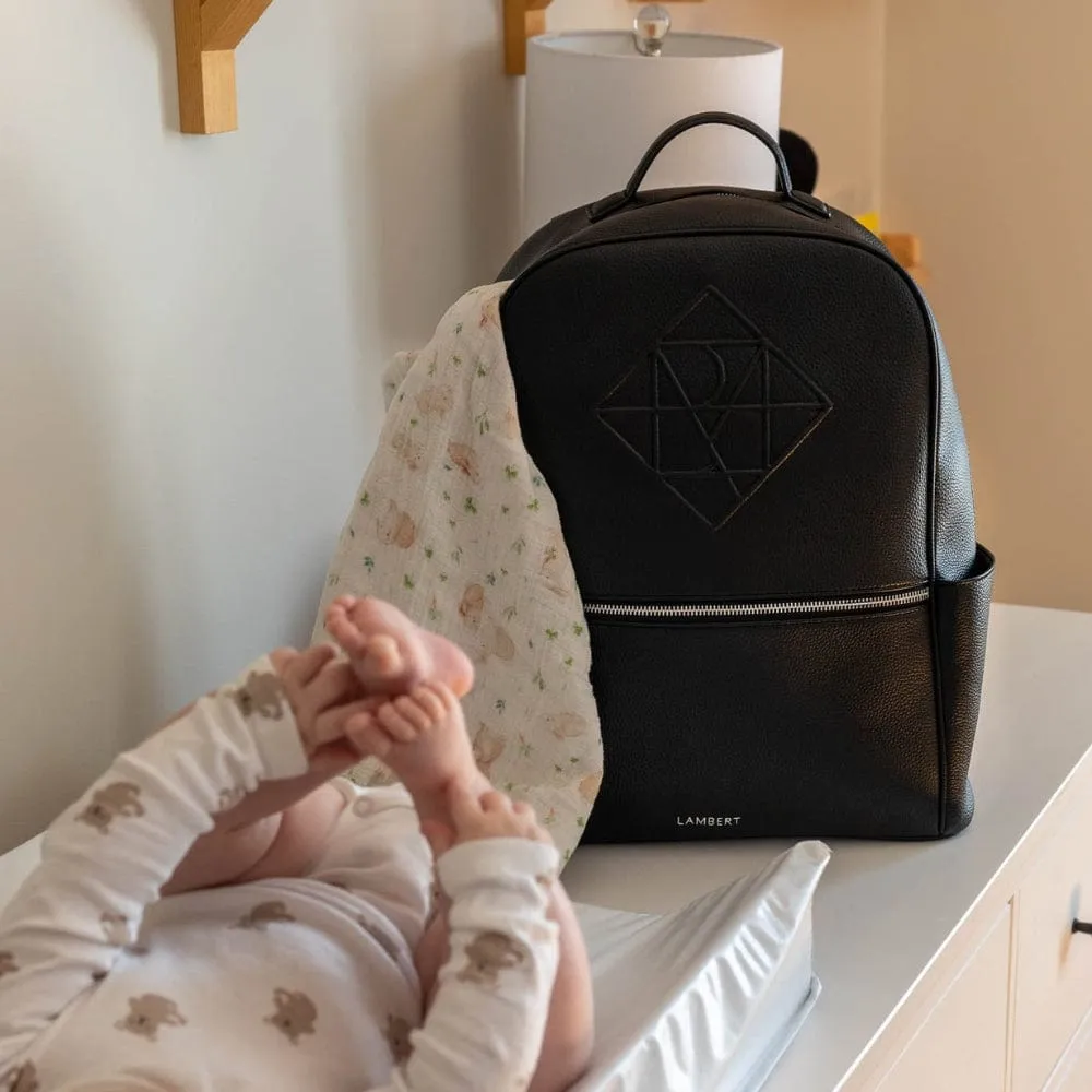 The Vicky - Black Vegan Leather Diaper Bag