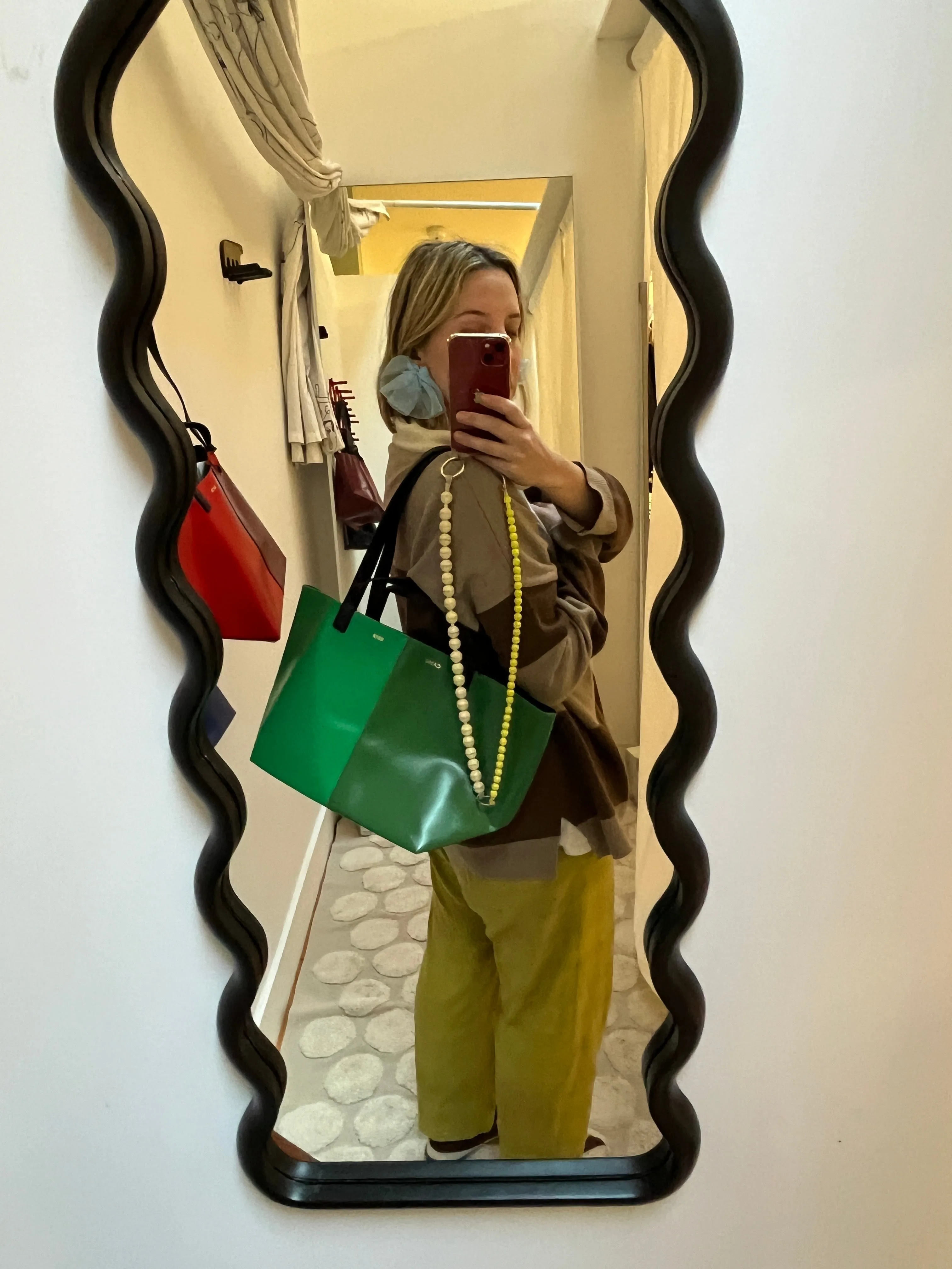 Two Tone Pratique Tote Bag - Dark Green/Green