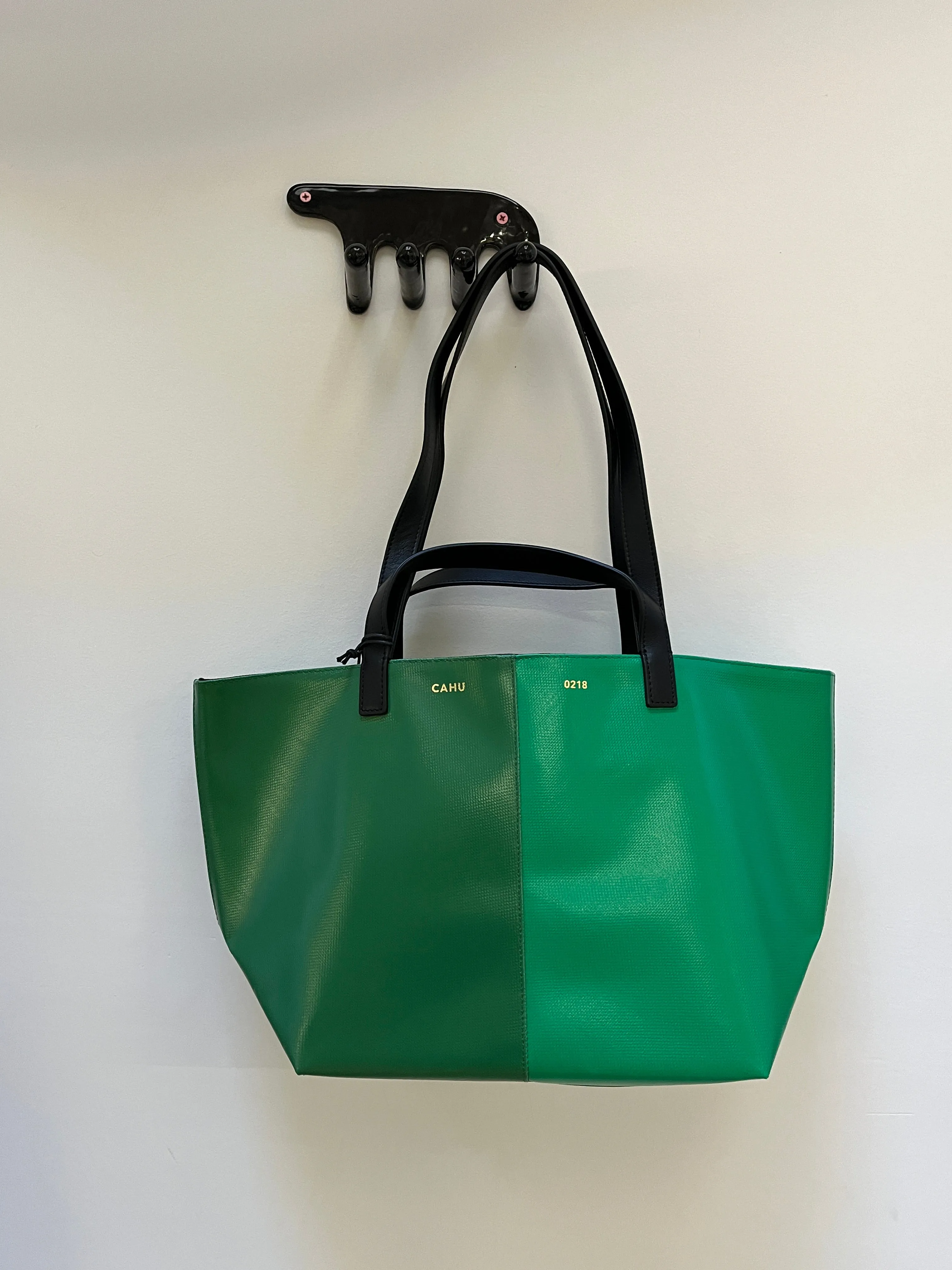 Two Tone Pratique Tote Bag - Dark Green/Green