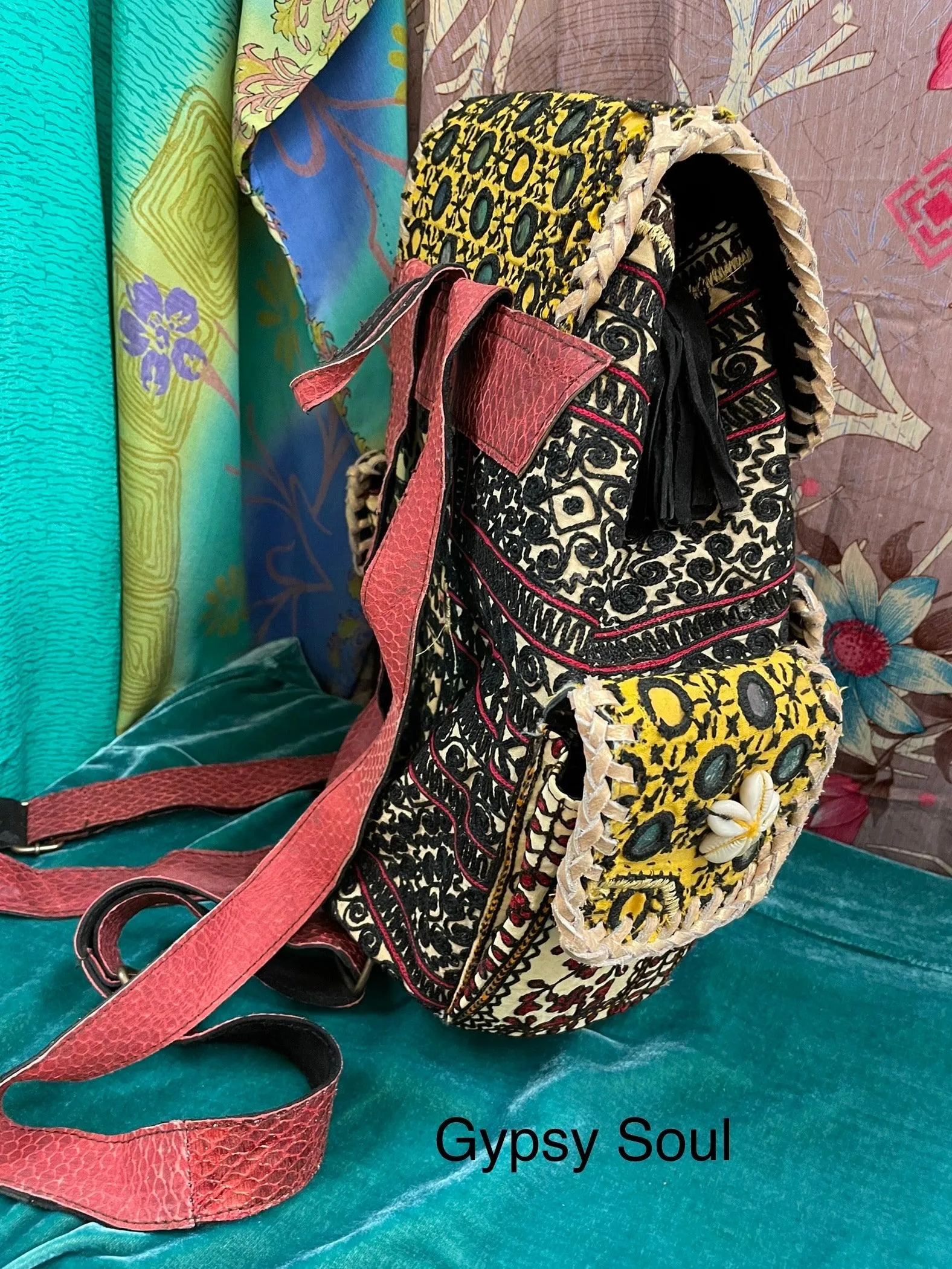 Upcycled Embroidered Market Backpack by Kantha Bae