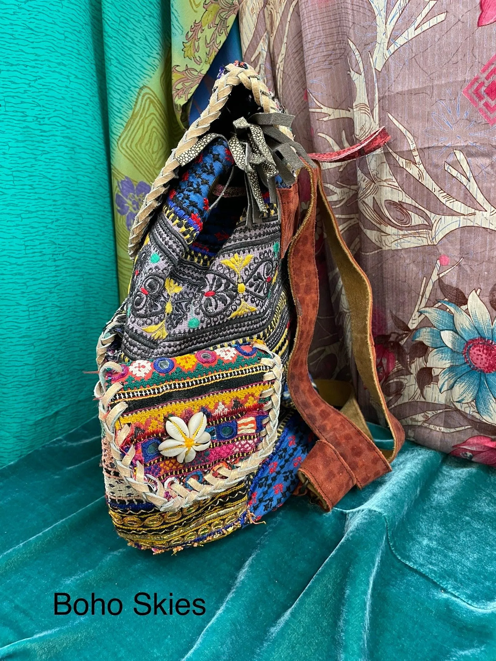 Upcycled Embroidered Market Backpack by Kantha Bae