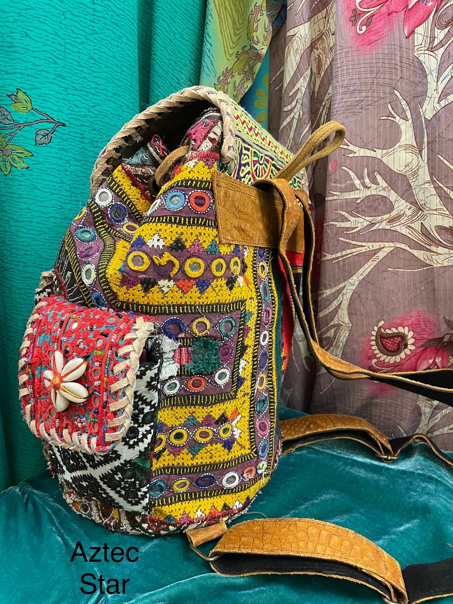 Upcycled Embroidered Market Backpack by Kantha Bae