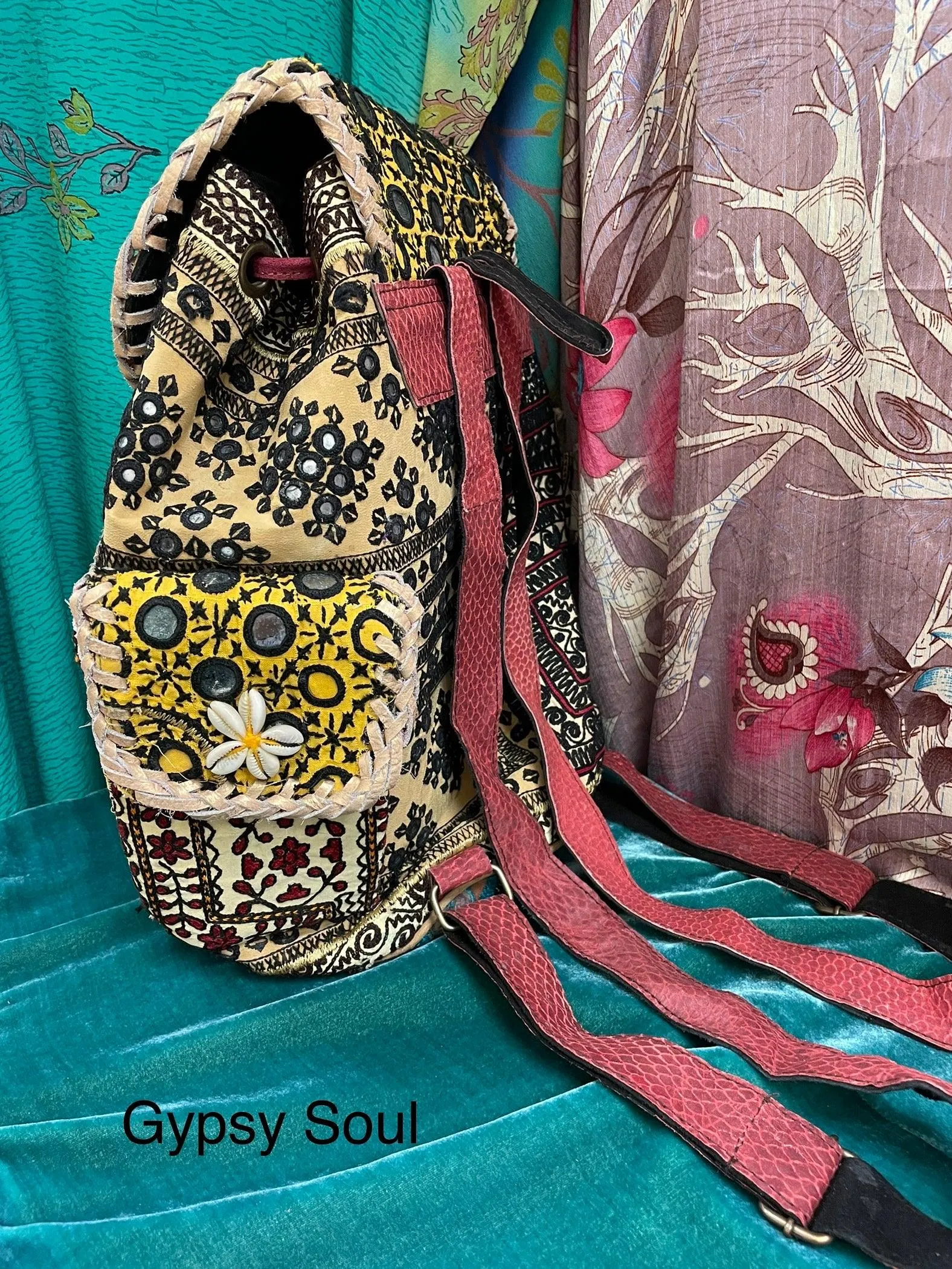 Upcycled Embroidered Market Backpack by Kantha Bae