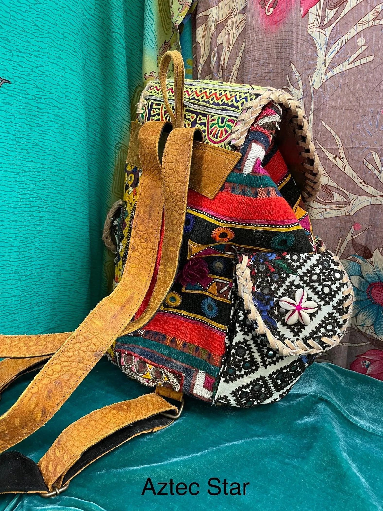 Upcycled Embroidered Market Backpack by Kantha Bae
