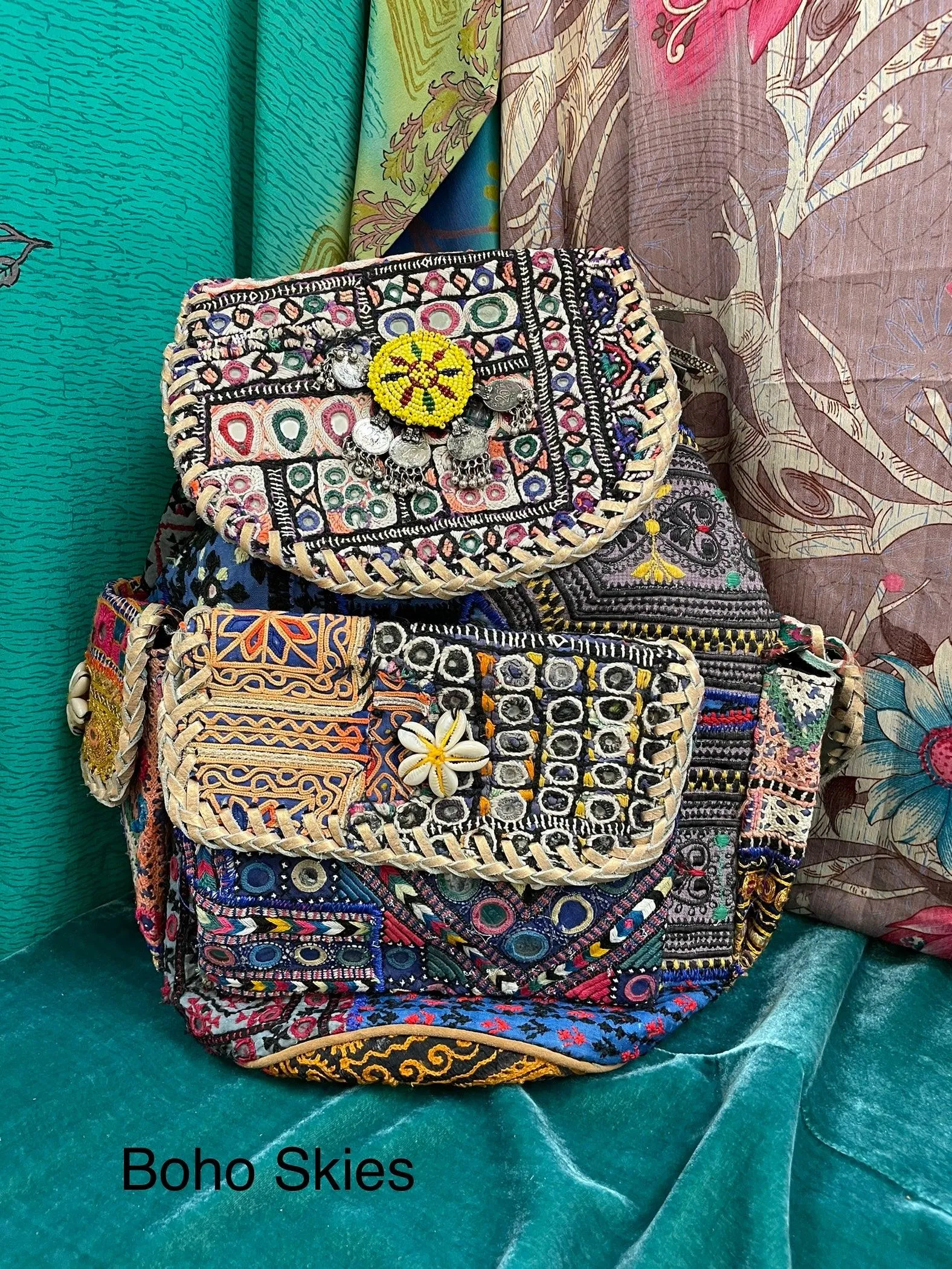 Upcycled Embroidered Market Backpack by Kantha Bae