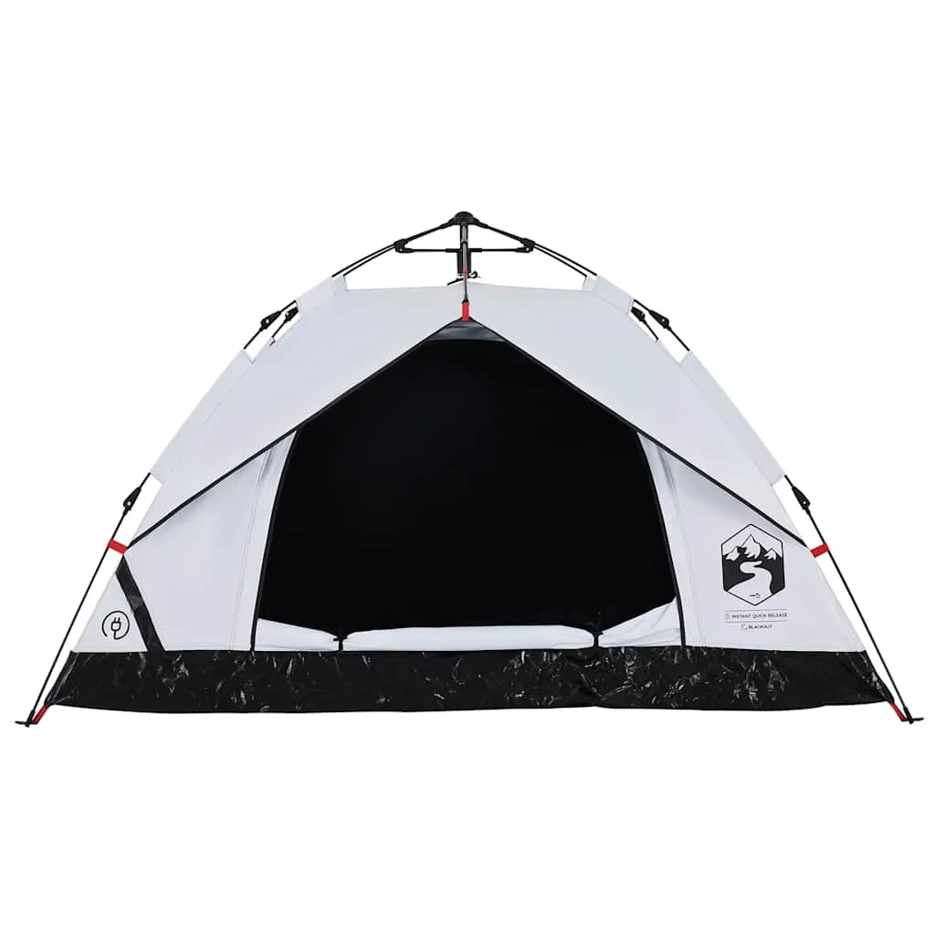 vidaXL Camping Tent Dome 2-Person White Blackout Fabric Quick Release