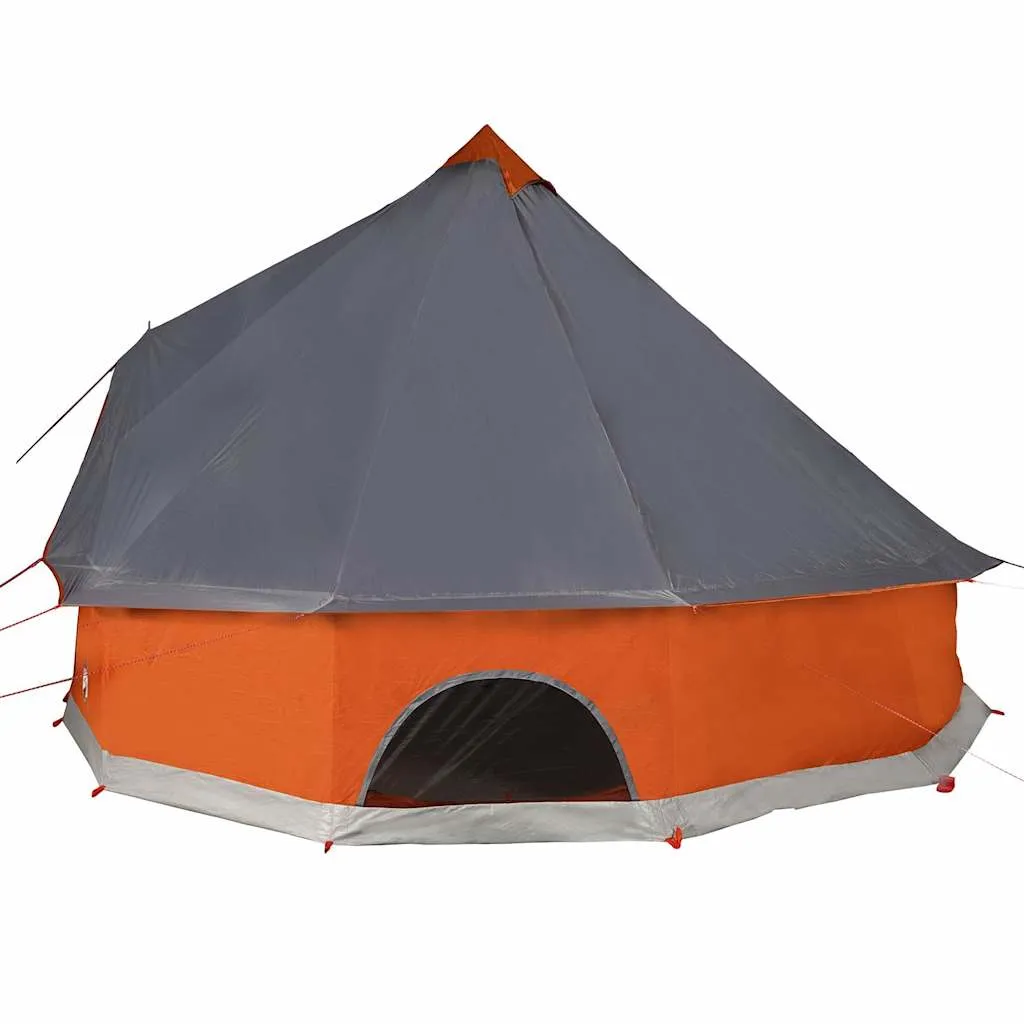 vidaXL Family Tent Tipi 10-Person Grey and Orange Waterproof