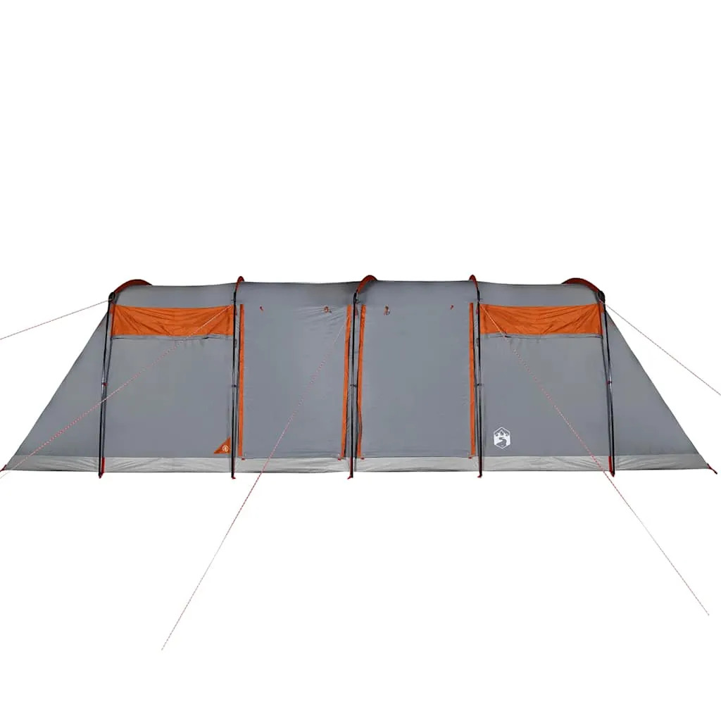 vidaXL Family Tent Tunnel 8-Person Grey and Orange Waterproof
