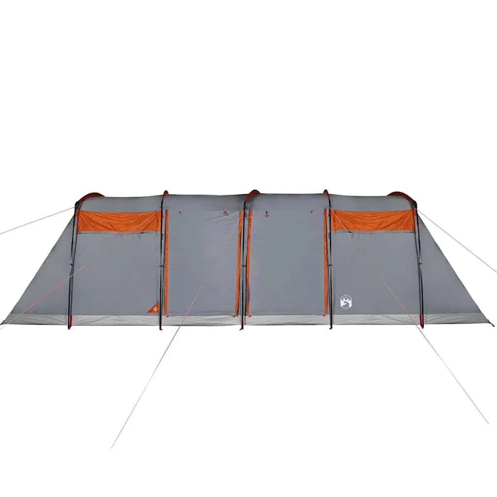 vidaXL Family Tent Tunnel 8-Person Grey and Orange Waterproof