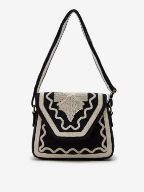 Westside Black & White Embroidered Sling Bag