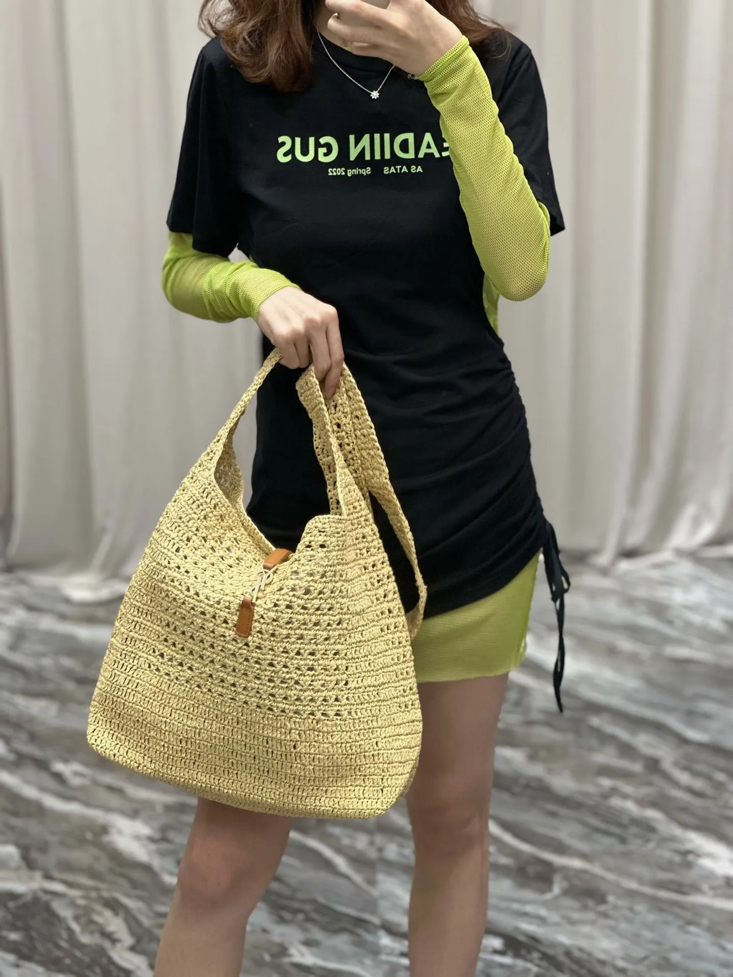 YSK253 Hobo Raffia Bag / HIGHEST QUALITY VERSION / 14.6 x 11.8 x 5.5 inches
